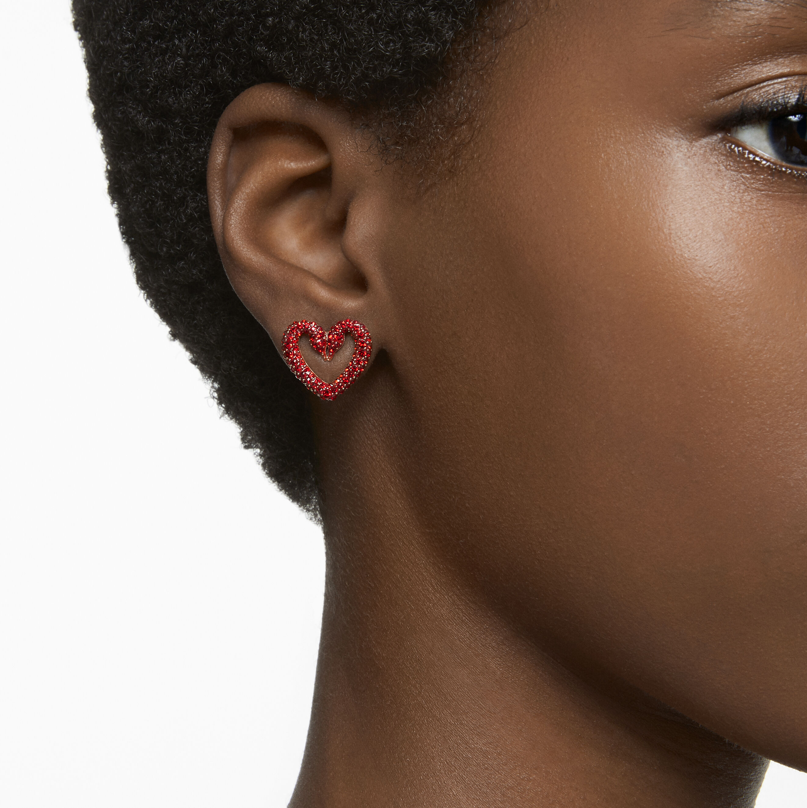 Buy Swarovski Una stud earrings Heart Extra small Red Gold