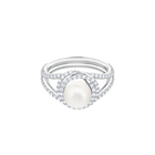 Originally Cocktail Ring, White, Rhodium plating