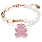 swarovski teddy bracelet bear pink rose gold tone plated