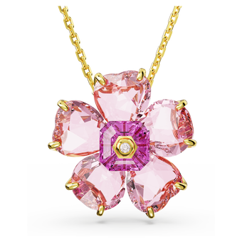 swarovski idyllia necklace  flower  pink  gold tone plated