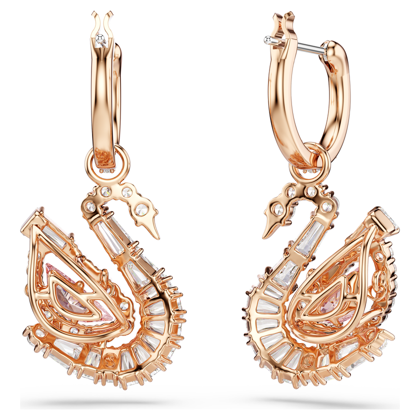 swarovski swan drop earrings  pav   swan  pink
