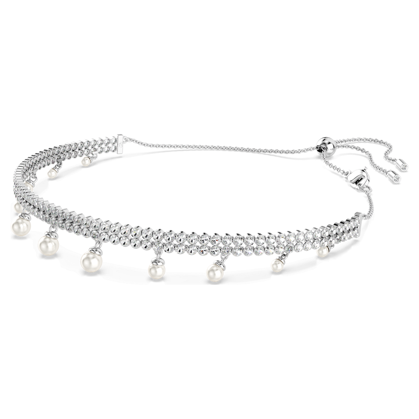 ariana grande x swarovski choker  crystal pearl  round cut  white  rhodium plated