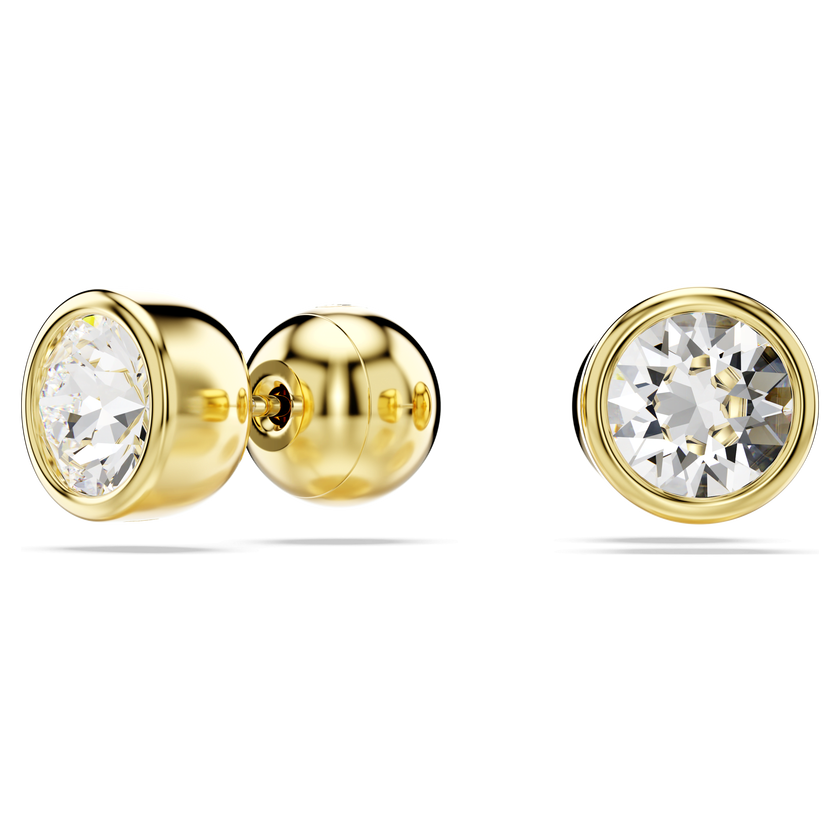 swarovski imber stud earrings  round cut  white  gold tone plated