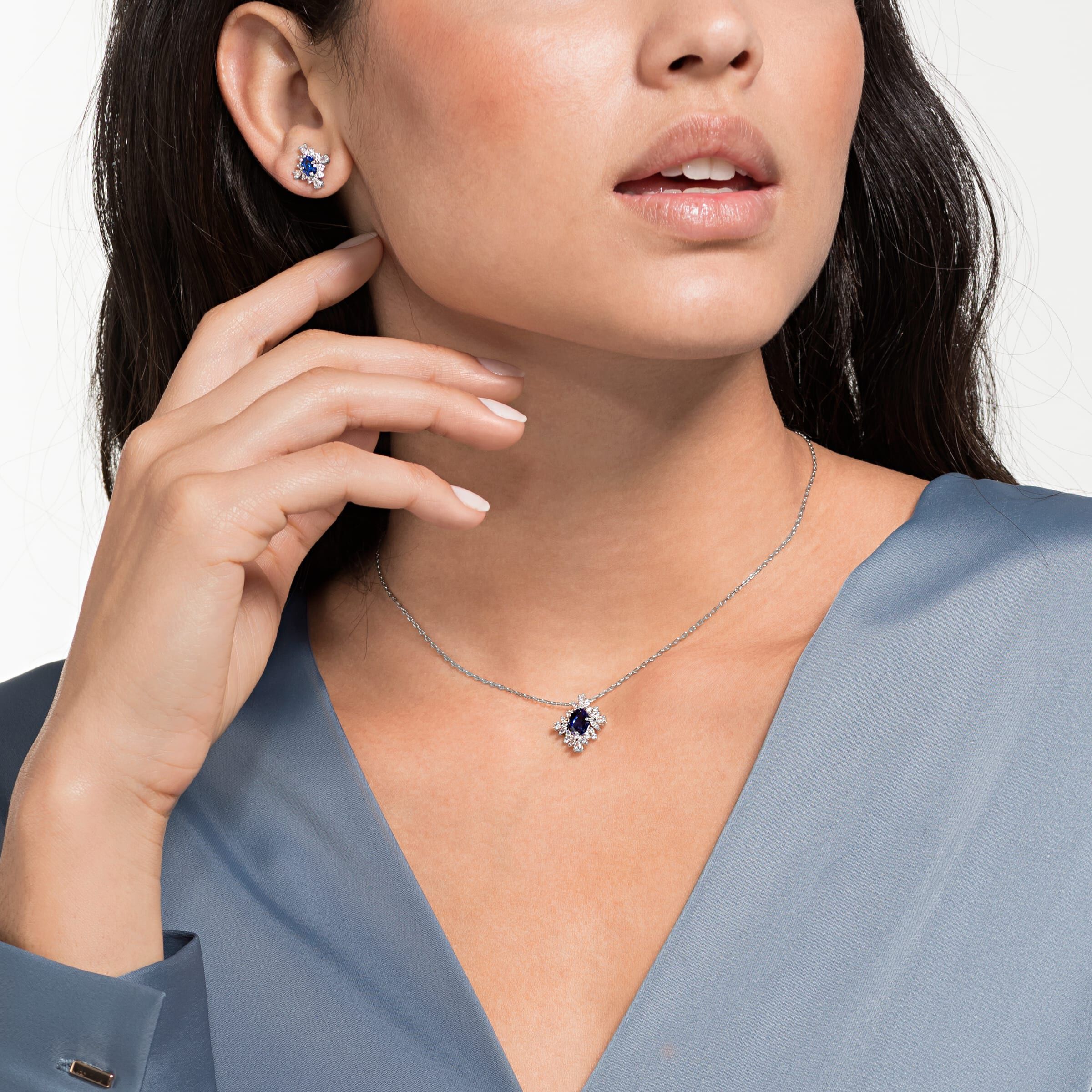 Buy Swarovski Palace Set Blue Rhodium plated