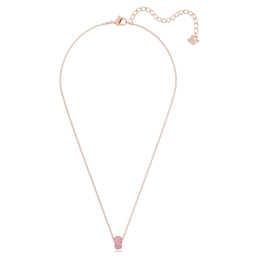 swarovski stone pendant  pink  rose gold tone plated