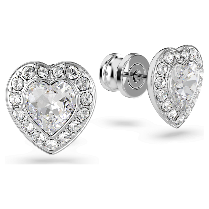ariana grande x swarovski stud earrings  mixed cuts  heart  white  rhodium plated