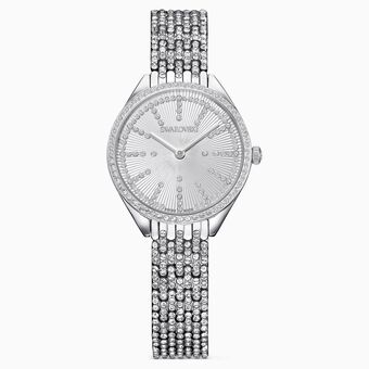 Attract watch, Swiss Made, Metal bracelet, White, Stainless steel