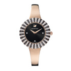 Crystal Rose Watch, Metal Bracelet, Black, Rose-gold tone PVD