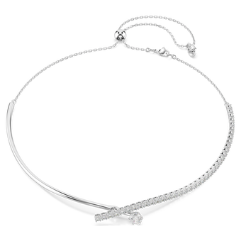 swarovski matrix necklace  round cut  white  rhodium plated