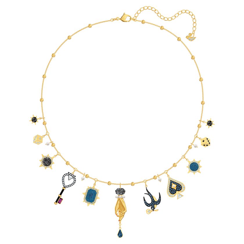 Tarot Magic Necklace, Multi-colored, Gold-tone plated