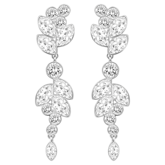 swarovski diapason drop earrings  mixed cuts  white  rhodium plated