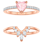 swarovski one ring set multi colored rose gold plating
