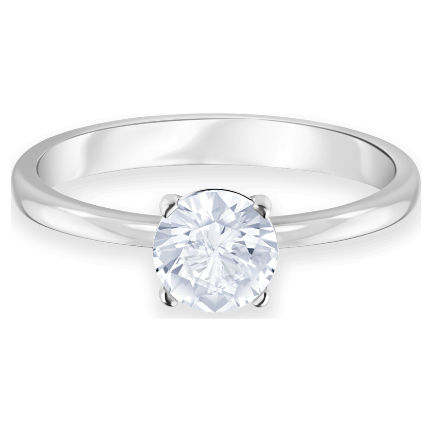 swarovski attract round ring  white  rhodium plating