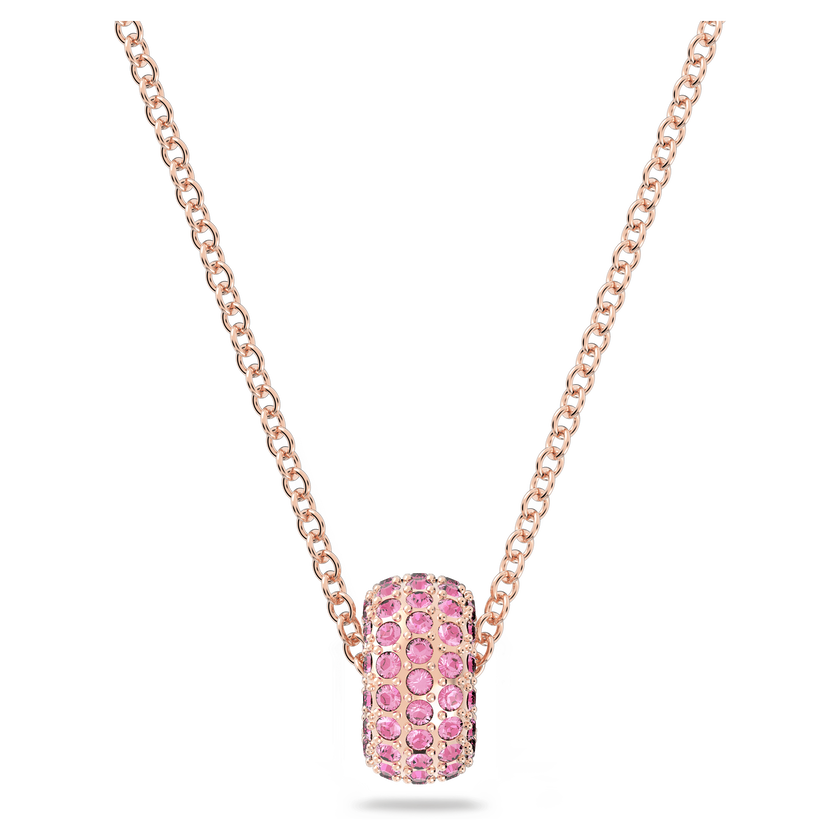 swarovski stone pendant  pink  rose gold tone plated