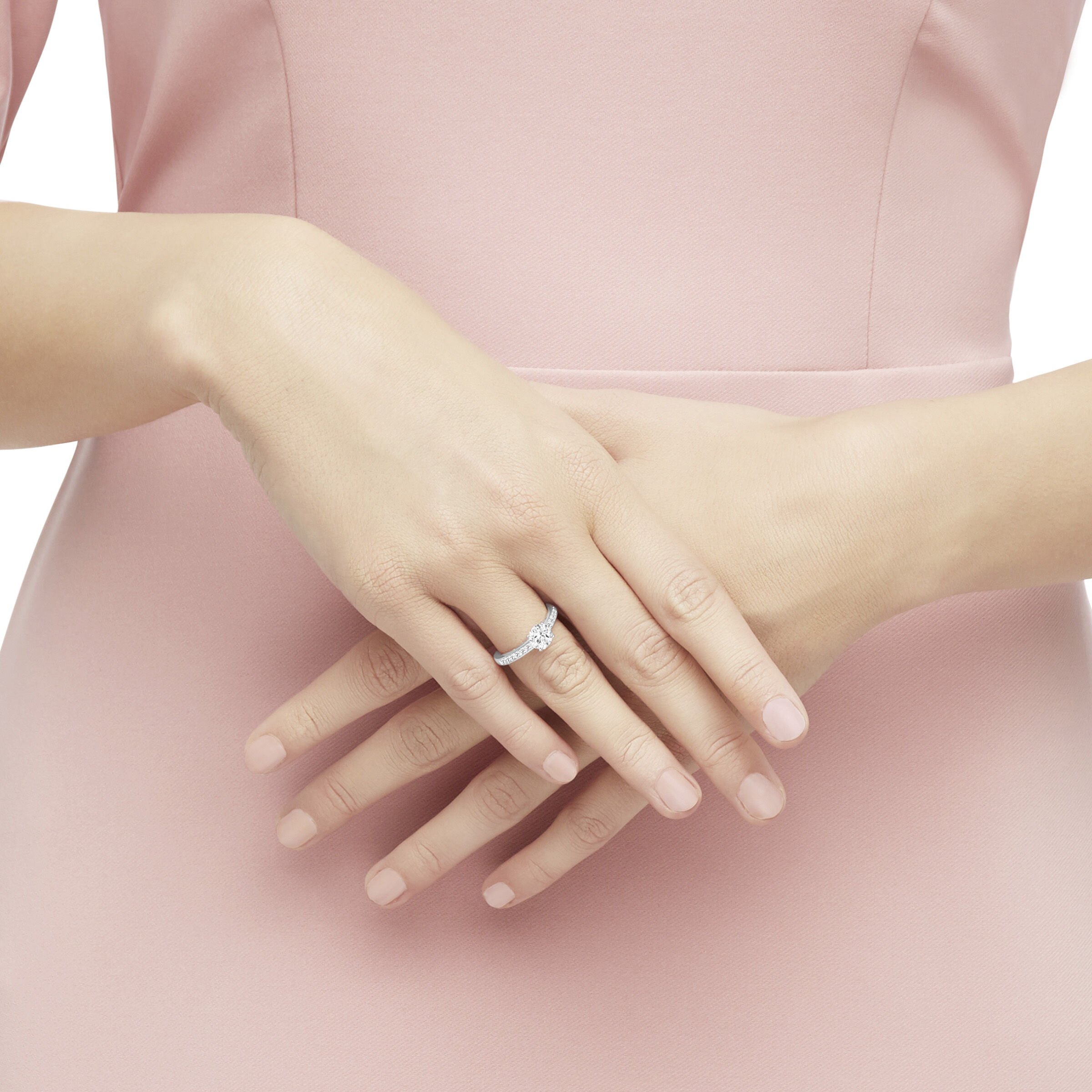 Attract Round Ring Rhodium Plated