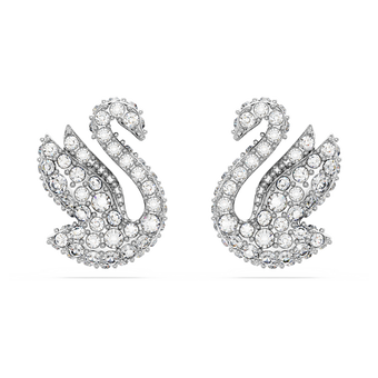 swarovski swan stud earrings swan white rhodium plated