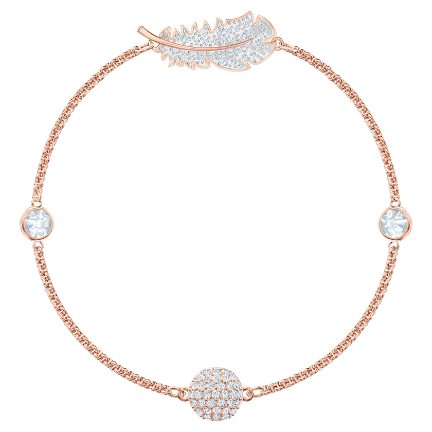 swarovski remix collection feather strand  white  rose gold tone plated