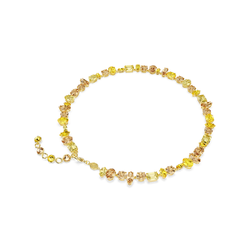 swarovski gema necklace  mixed cuts  yellow  18k gold finish