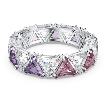 swarovski millenia cocktail ring  triangle cut crystals  purple  rhodium plated