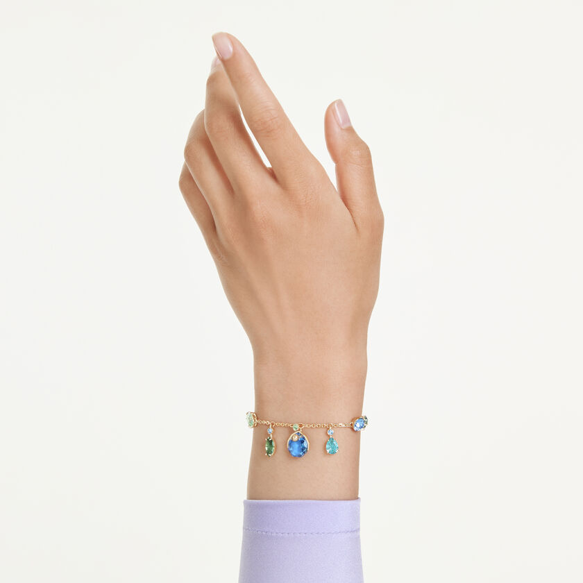 swarovski gema bracelet  mixed cuts  multicolored  gold tone plated