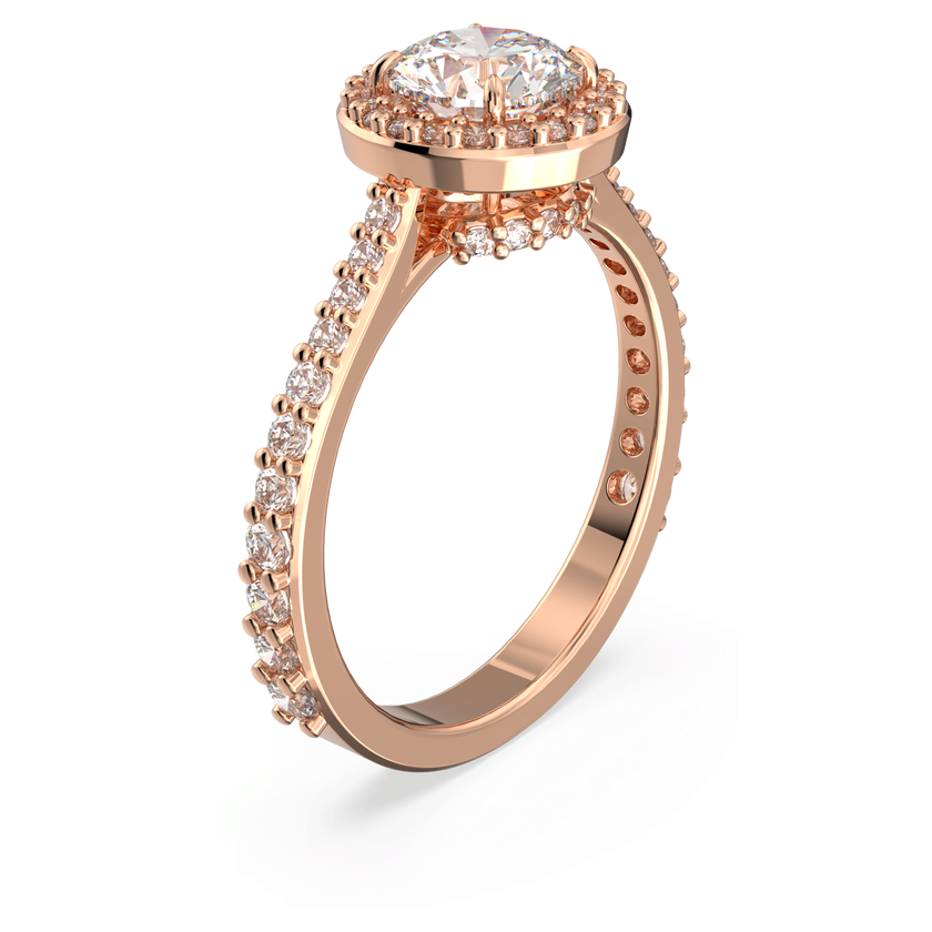 swarovski una angelic cocktail ring  round cut  pav   white  rose gold tone plated