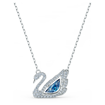 swarovski dancing swan necklace swan blue rhodium plated