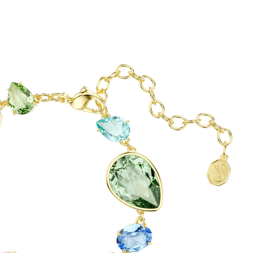 swarovski gema bracelet  mixed cuts  multicolored  gold tone plated