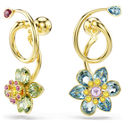 swarovski idyllia drop earrings asymmetrical design mixed cuts flower multicolored gold tone plated