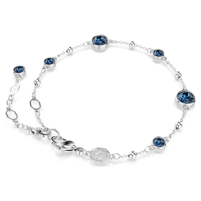 swarovski imber bracelet  round cut  blue  rhodium plated