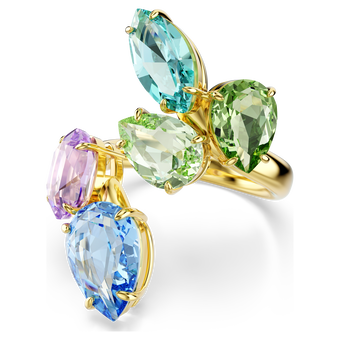 swarovski gema motif ring  mixed cuts  multicolored  gold tone plated
