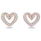 swarovski una stud earrings heart small white rose gold tone plated