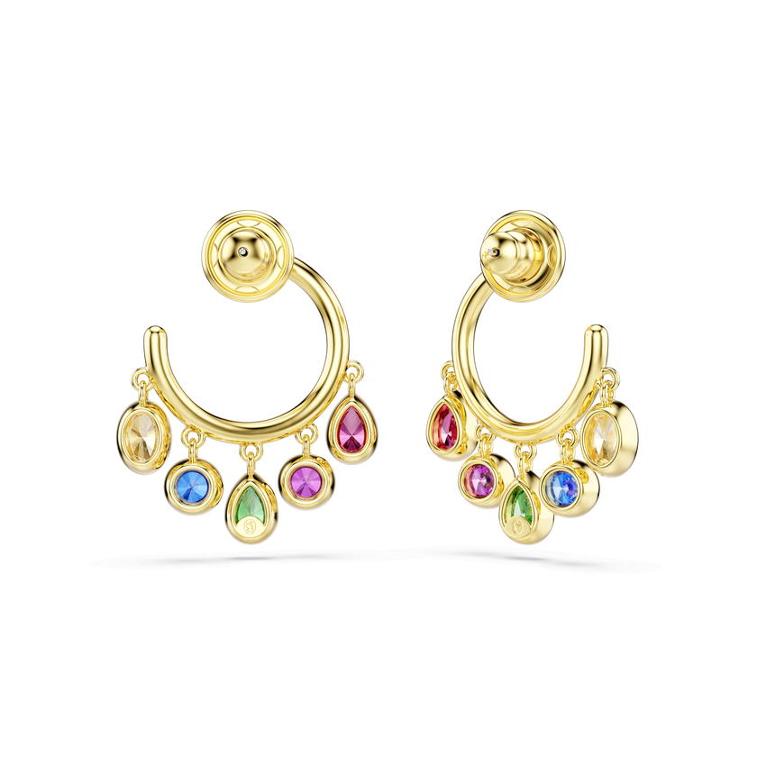 swarovski imber hoop earrings  mixed cuts  multicolored  18k gold finish
