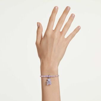 swarovski idyllia charm  mixed cuts  teddy  purple  rhodium plated