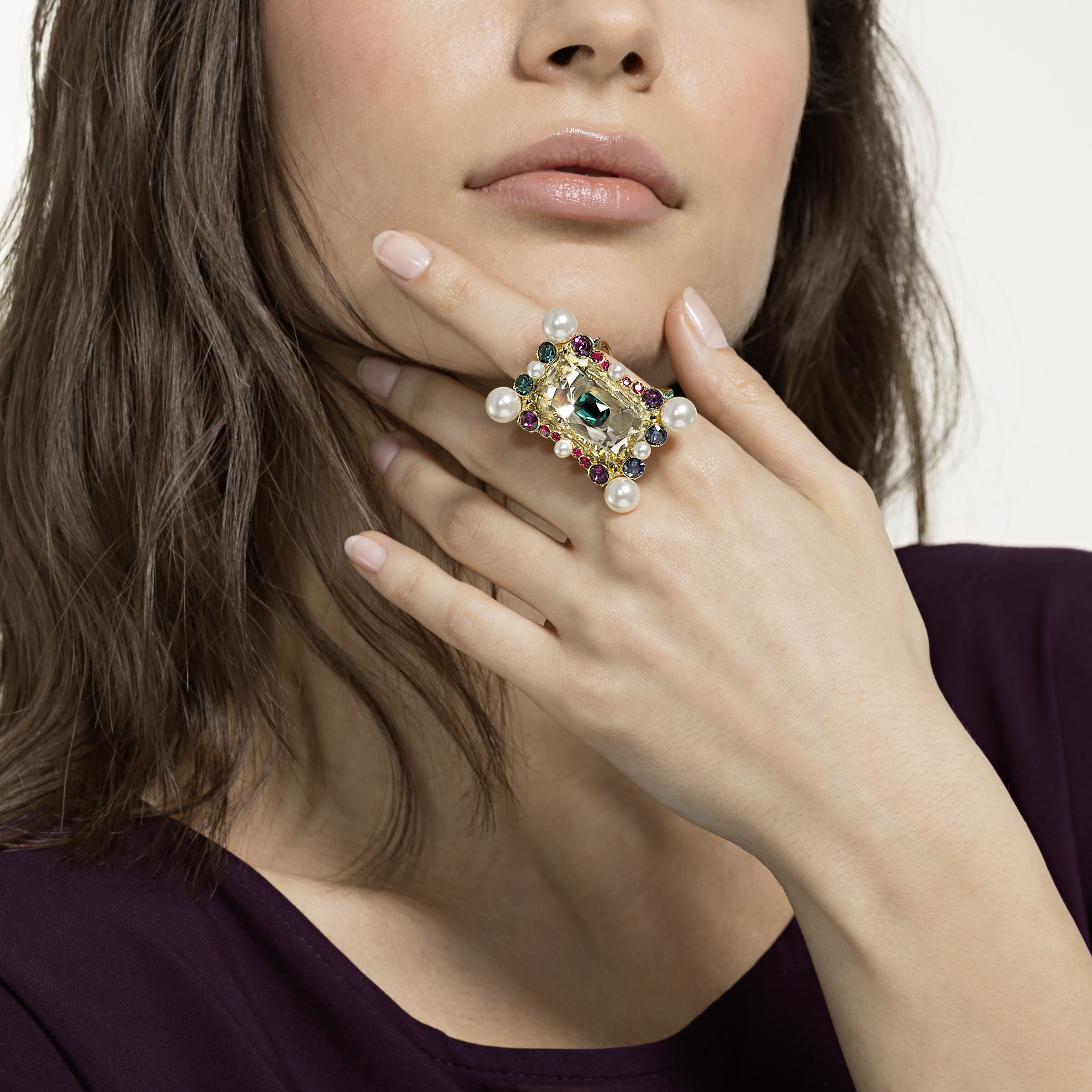 Vintage cocktail ring deals swarovski