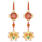 Lucky Goddess Shell Pierced Earrings, Multi-colored, Gold plating