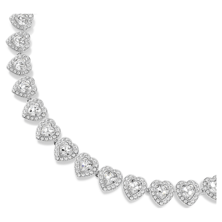 ariana grande x swarovski tennis necklace  mixed cuts  heart  white  rhodium plated