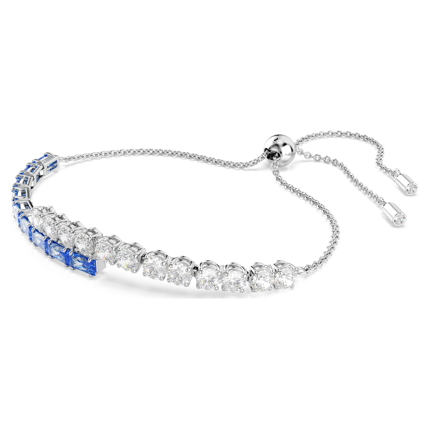 swarovski matrix bracelet  mixed cuts  blue  rhodium plated