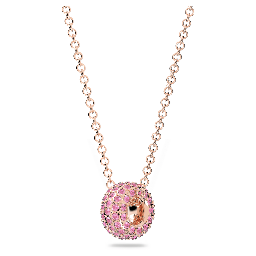 swarovski stone pendant  pink  rose gold tone plated