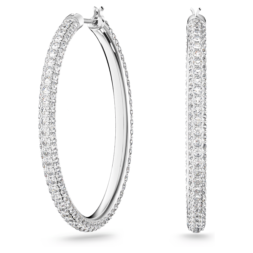 swarovski dextera hoop earrings  pav   large  white  rhodium plated