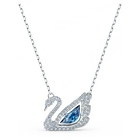 swarovski swan necklace swan blue rhodium plated