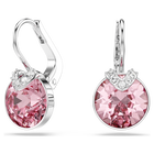 swarovski bella v drop earrings round cut pink rhodium plated