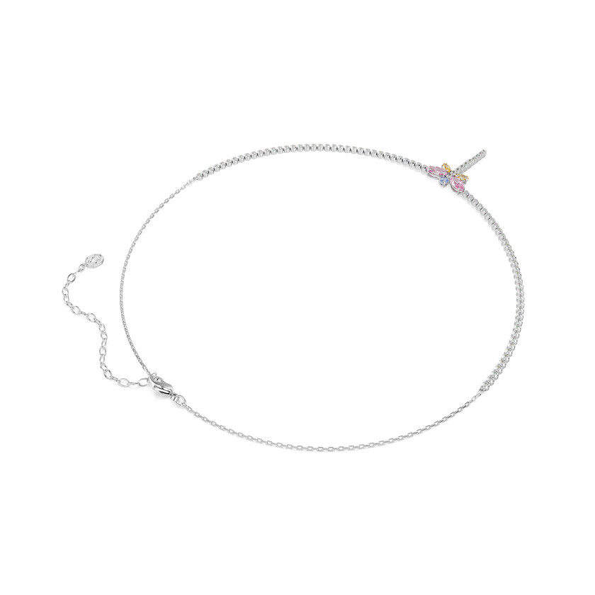 ariana grande x swarovski tennis y necklace  mixed cuts  dragonfly  multicolored  rhodium plated