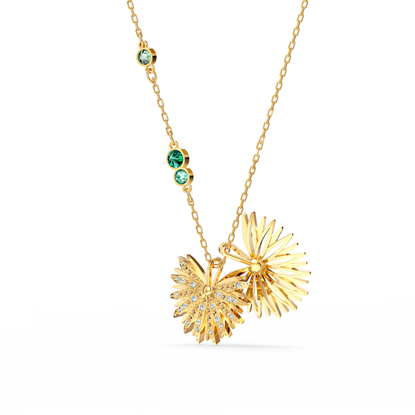 Swarovski Symbolic Palm Necklace, Green, Gold-tone plated
