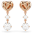 swarovski lifelong heart drop earrings  heart  white  rose gold tone plated