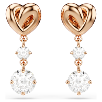 swarovski lifelong heart drop earrings  heart  white  rose gold tone plated