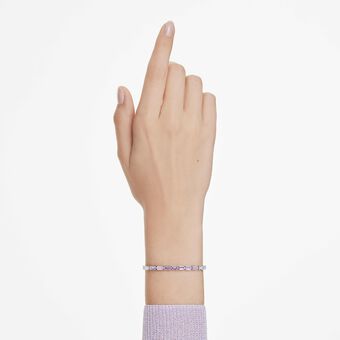 swarovski matrix bracelet  baguette cut  purple  rhodium plated