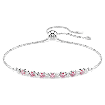 swarovski matrix bracelet  round cut  pink  rhodium plated