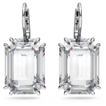 swarovski millenia earrings  octagon cut crystal  white  rhodium plated