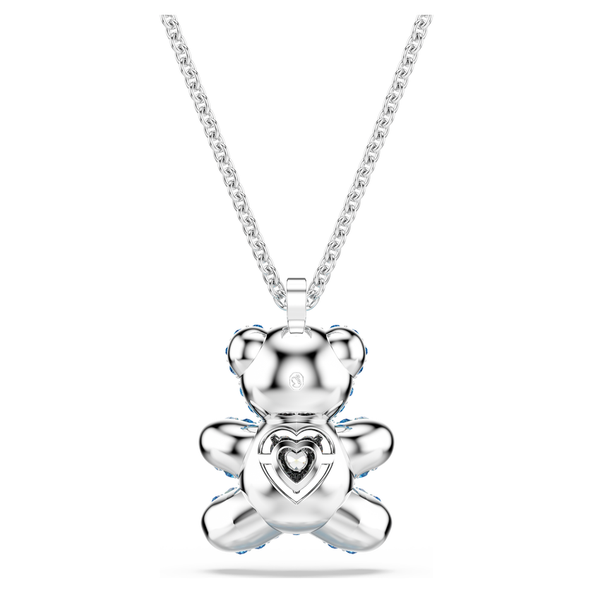 swarovski teddy pendant  bear  blue  rhodium plated