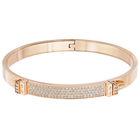 Distinct Narrow Bangle, White, Rose Gold Plated